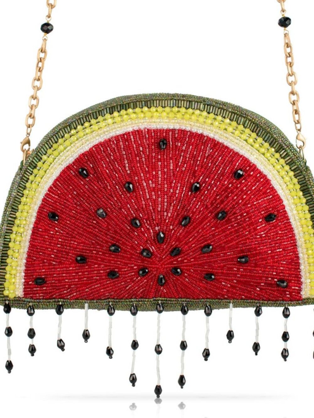 Mary Fraces Hello Watermelon Beaded Fruit Slice Crossbody Handbag
